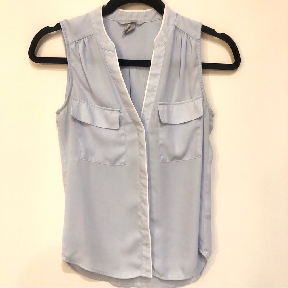 Blue & White H&M Sleeveless Blouse 2 (XS)